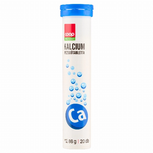 Coop narancs ízű kalcium étrend-kiegészítő pezsgőtabletta édesítőszerekkel 20 x 4,3 g (86 g)
