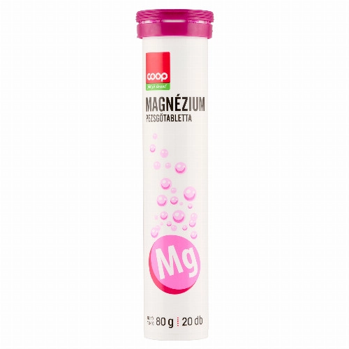 Coop narancs ízű magnézium étrend-kiegészítő pezsgőtabletta édesítőszerekkel 20 x 4 g (80 g)