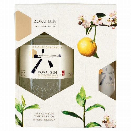ROKU JAPÁN GIN 43% DÍSZDOBOZ+POHÁR ÜV.DRS 0.7L
