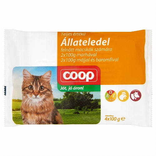 Coop teljes értékű állateledel felnőtt macskák számára 4 x 100 g