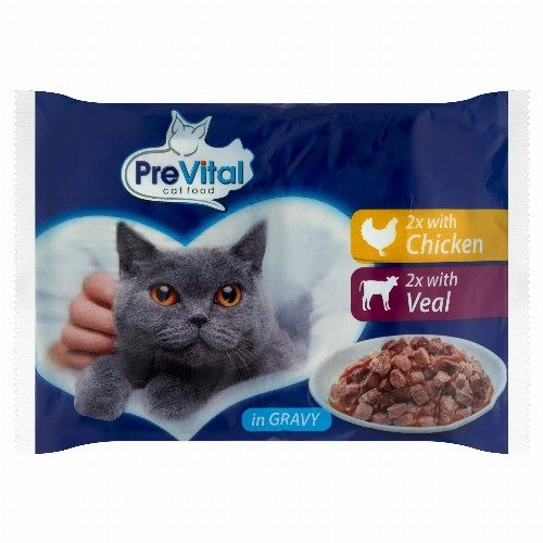 PreVital teljes értékű állateledel felnőtt macskák számára szószban 4 x 100 g