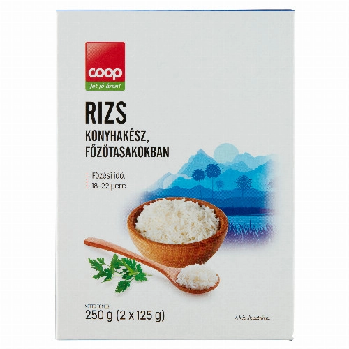 Coop konyhakész rizs főzőtasakokban 2 x 125 g (250 g)