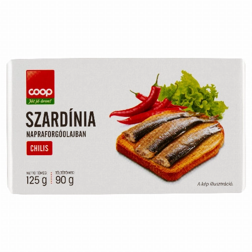 COOP SZARDÍNIA CHILIS NAP.F.OL.125G/ 90G