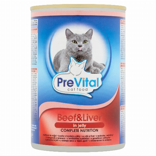 PreVital Konzerv teljes értékű állateledel felnőtt macskák számára marhával és májjal 415 g