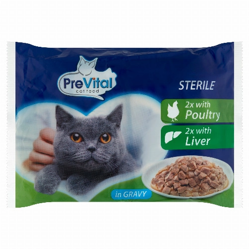 PreVital teljes értékű állateledel felnőtt, ivartalanított macskák számára szószban 4 x 100 g