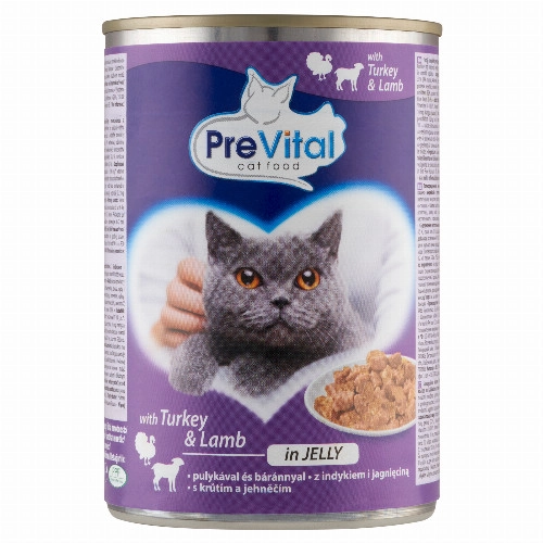 PreVital teljes értékű állateledel felnőtt macskák számára pulykával és báránnyal zselében 415 g 