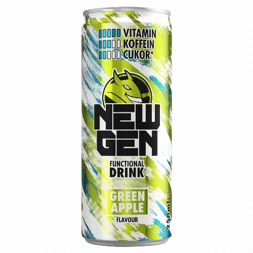 New Gen zöldalmaízű, koffeintartalmú, szénsavas, alkoholmentes ital 250 ml