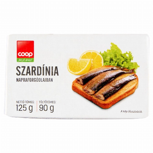 COOP SZARDÍNIA NAPRAFORGÓOLAJBAN 125G/ 90G