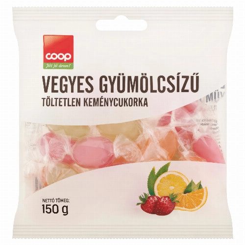 Coop vegyes gyümölcsízű töltetlen keménycukorka 150 g