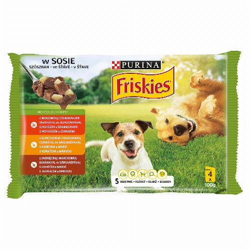 Friskies teljes értékű állateledel felnőtt kutyák számára szószban 4 x 100 g (400 g)