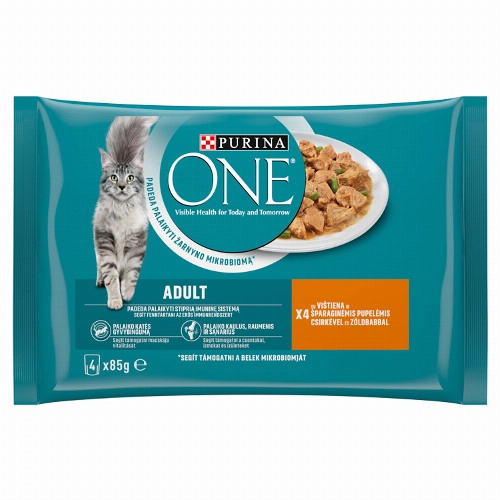 Purina One csirkével és zöldbabbal nedves macskaeledel 4 x 85 g (340 g)
