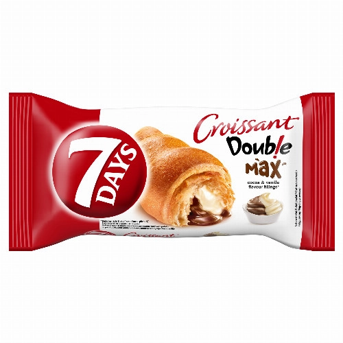 7DAYS Double Max croissant kakaós töltelékkel és vanília ízű töltelékkel 80 g