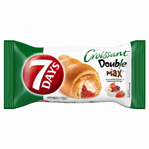 7DAYS Double Max croissant vaníliaízű töltelékkel és epres töltelékkel 80 g