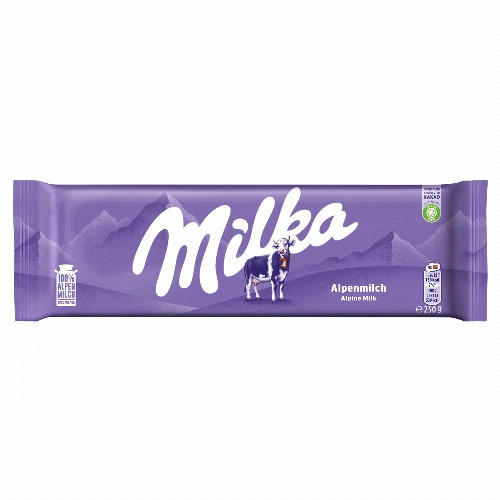 Milka alpesi tej felhasználásával készült tejcsokoládé 250 g