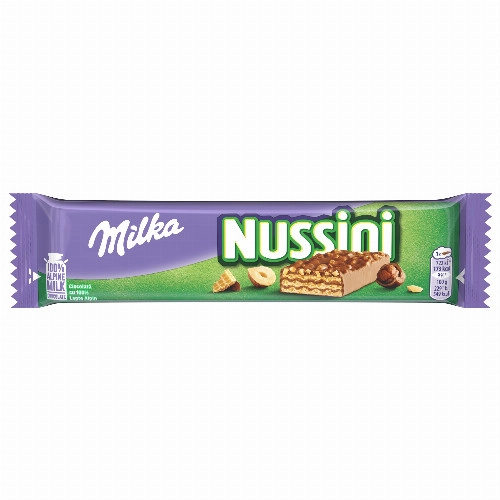 Milka Nussini ostya mogyorós töltelékkel, mogyoródarabokkal és tejcsokoládéval bevonva 31,5 g