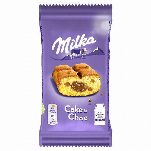 Milka Cake & Choc piskóta tejcsokoládé darabokkal és csokoládés töltelékkel 35 g