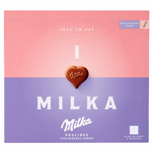 Milka I love Milka alpesi tejcsokoládé praliné epres töltelékkel 20 db 110 g