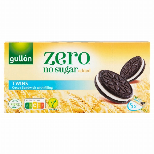 Gullón Zero kakaós keksz krém töltelékkel, édesítőszerrel 5 x 42 g (210 g)