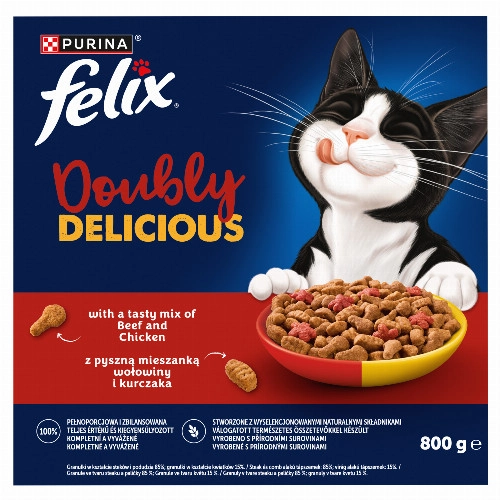 Purina Felix Doubly Delicious marha és csirke keverékével, céklával száraz macskaeledel 800 g
