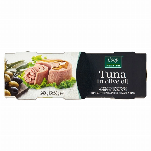 Coop Premium tonhal törzsdarabok olívaolajban 3 x 80 g (240 g)