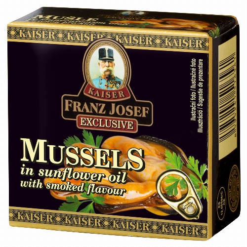 Kaiser Franz Josef Exclusive kagyló napraforgóolajban füstölt ízesítéssel 80 g 