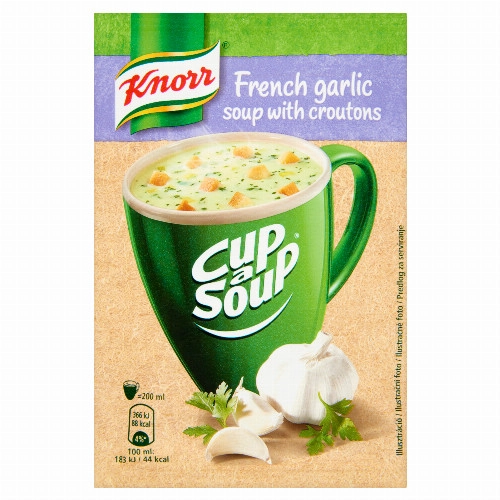Knorr Cup a Soup instant fokhagymakrémleves zsemlekockával 18 g