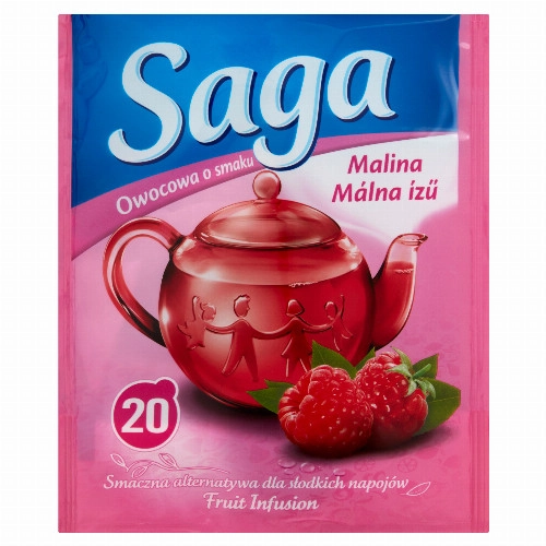 Saga málna ízű gyümölcstea 20 teafilter 34 g